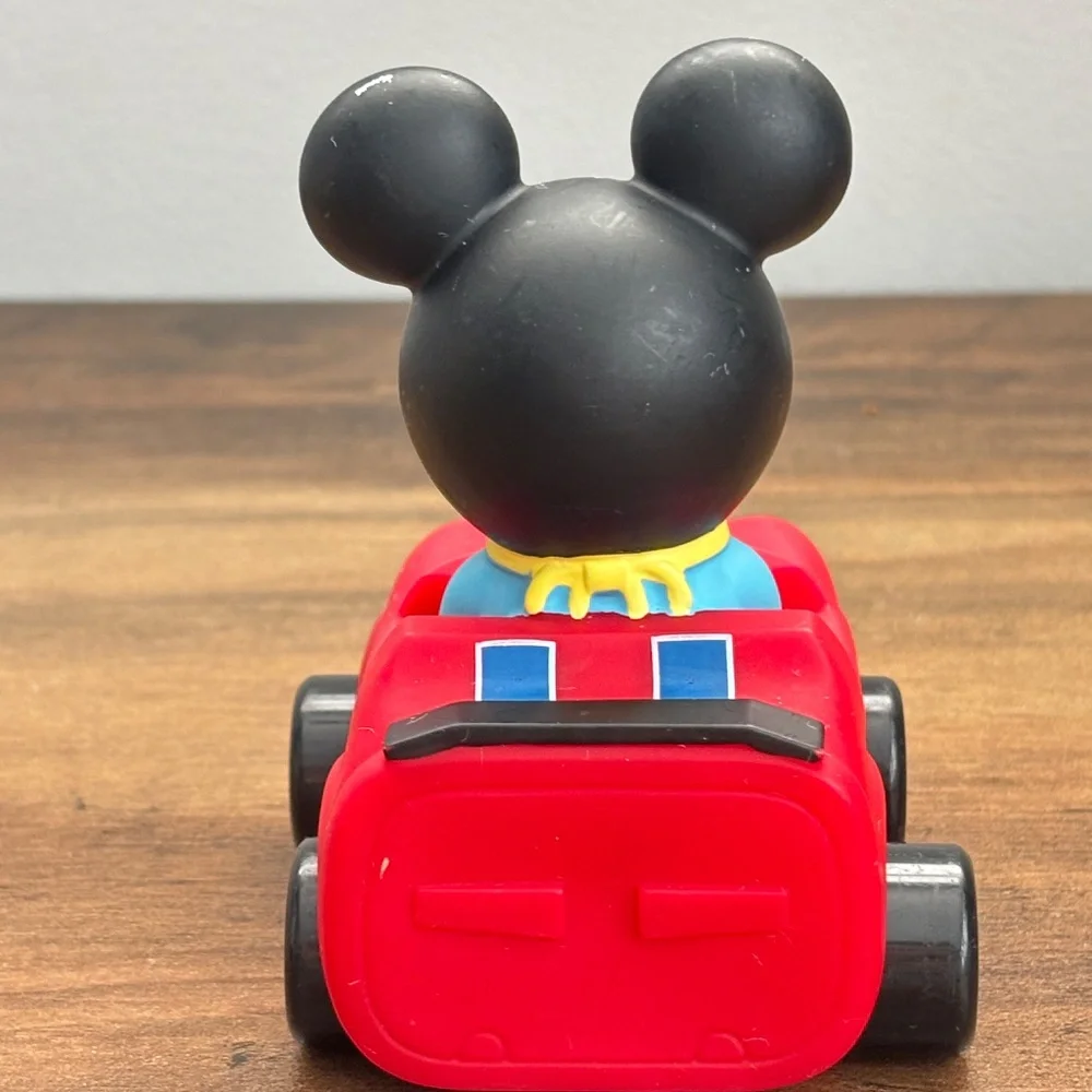 Disney Parks MICKEY MOUSE Baby Rolling Red Race Car Blue Stripes Toy Car